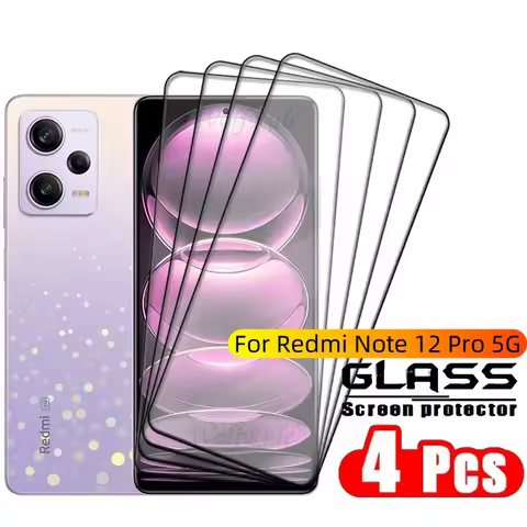 4PCS For Redmi Note 12 Pro 5G Glass Xiaomi Redmi Note 12 Pro Tempered Glass Full Cover Glue Screen P
