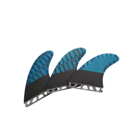 UPSURF FUTURE Medium/Large Suring Fins Carbon Fiber Honeycomb Tri Short Board Fins Blue With Black S