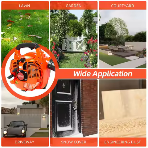 Gas Powered Leaf Blower 2 Stroke Engine 25.4CC 275.45CFM Air Volume 0.65L Oil Tank Handheld Blower P