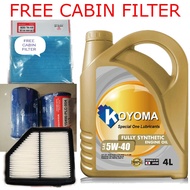 HONDA HRV T7A AIR FILTER + OIL FILTER + KOYOMA 5W40 FULLY SYNTHETIC ENGINE OIL