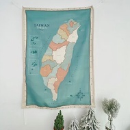 【聖誕好禮】【熱買商品】台灣地圖布幔-復古款 (淺藍)