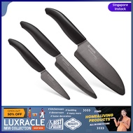 [sgstock] Kyocera FK-3PC-BKBK Ceramic Advanced Knife Set, 5.5" 4.5" 3", Black Handle With Black Blade