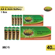 (1Box - 40Pcs) Battery VTEC Extra Heavy Duty 1.5V AA & AAA / Bateri AA & AAA Kuasa Tinggi VTEC (1Kot