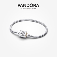 Pandora 14K Gold Plated Disney Princess Storybook Lab-grown Diamond Snake Chain Bracelet