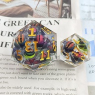 Resin Liquid Shaking Eyeball Longan Polyhedron Mathematics Teaching Dungeons and Dragons Board Game 