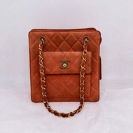 Chanel Vintage Bag 二手Chanel香奈儿vintage琴谱迷你tote单肩包麂皮橘红色