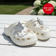 Set of 20 decorative shoe charms featuring pearl rhinestone butterflies for women and girls' clogs a