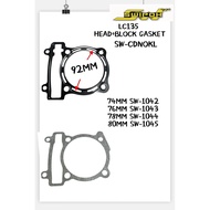 LC135 / Y15 Y15ZR LC 4S 5S 74MM / 76MM / 78MM / 80MM HEAD GASKET + BLOCK GASKET SWIPOH HITAM