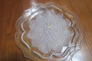 日本SOGA 玻璃水晶雕花 水果盤 萬用盤/花朵圓盤 大玻璃盤