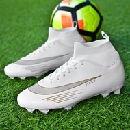 Men Soccer Shoes Professional High Top Blue Sneakers Non-Slip Outdoor Training Long Spike Football B