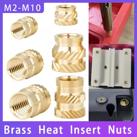 M2 M2.5 M3 M4 M5 M6 M8 Heat Brass Insert Nut Double Twill Knurled Hot Melt Molding Injection Embed T