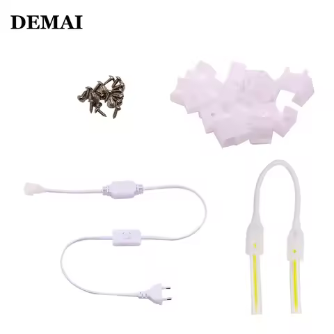 Light Fix Clips Connector Accessories 220V EU LED Strip Plug For COB 360LEDs 12mm Light Strip Connec