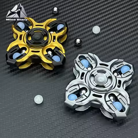 Aluminum Tuning Fork Gyro EDC Fidget Spinner Luminous Beads Linkage Rotating Fidget Toys Relieve Anx