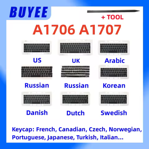 New A1706 A1707 Keyboard Keycap US UK RU AR KR French Swiss For MacBook Pro 13.3" A1706 15.4" A1707