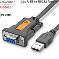 Cáp Chuyển USB to RS232 Ugreen 20201 CR204 (tốc độ 1Mbps dùng Windows 11 USB Male to RS232 FeMale)