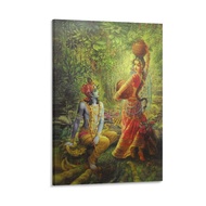 Canvas Print Divine Lovers Radha Krishna Hindu God Poster Canvas Painting Posters and Prints Wall Ar