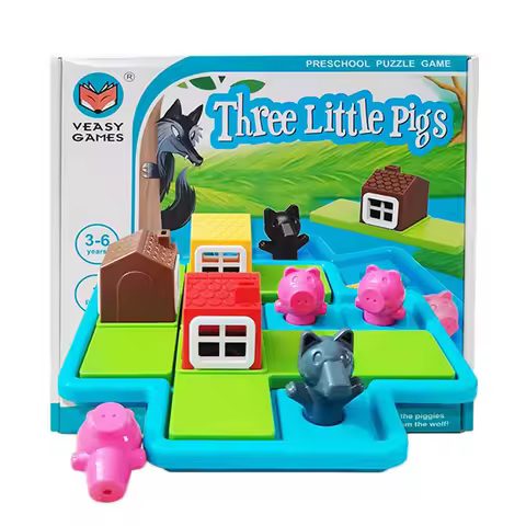 Three Little Piggies Board Games Deluxe Cognitive Skill-Building Puzzle Game Montessori Educational 