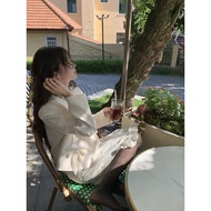 Round Neck Evening Dress with Pearl Buttons and Bow Pockets (removable) - AH225