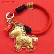 SHANRONG Golden Horse Accessories, Creative Cute Gold Pony Keychain Accessories, Good Luck Cartoon C