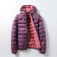 Winter Women Ultralight Thin Down Jacket Double-sided White Duck Down Hooded Jackets Warm Coat Parka