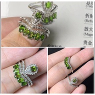 [Certificate] [2 in 1 Ring] Olivine Stone Adjustable Ring (3-4mm-6 beads Silver plated-【证书】[二合一] 橄榄石