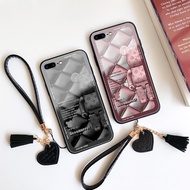 Phone Case With Strap OPPO R19 R17 R15 Pro R11S R11 Plus A3S A5S F1S Bearbrick Building Block Bear Pattern Hard Glass Protection Casing