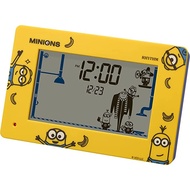【 New! From japan】Rhythm Minion Alarm Clock 8RDA82ME33 , Interesting Action Digital Clock with Calendar, Yellow,  (10 x 16.2 x 4.5 cm)