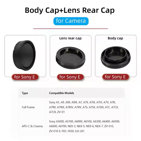 Camera Body Cap Lens Mount Cap for Sony NEX-3 NEX-5 NEX-6 NEX-7 ZV-E10 A6100 A6300 A6400 A6500 A6600