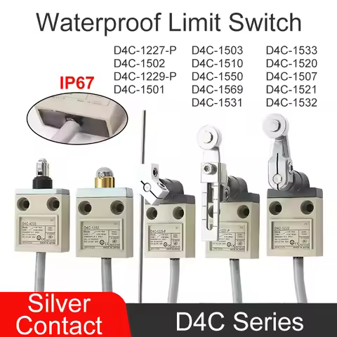 D4C-1521 Compact Enclosed Limit Switch Roller Lever VCTF Oil Resistant Cable D4C-1507 5A 250VAC D4C-