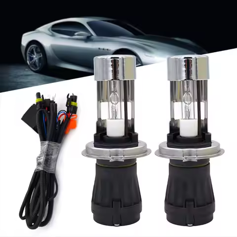 SUKIOTO Xenon H4 55W Hi/Lo Beam HID Xenon Headlight Bulb 4300K 6000K H4 Bi-Xenon Headlamp with Harne