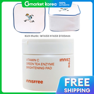 INNISFREE | Vita C Green Tea Enzyme Pigment Control Toning Pad 60 tờ Plus Playgreen Cosmetics Pouch