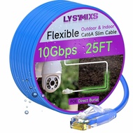 Cat6a Slim Ethernet Patch Cable 25ft Outdoor & Indoor, Flexible 10G Cat6 Internet Network Cable Wate