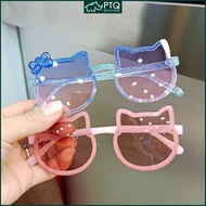 【NEW EXPRESS 】 PTQ Cute Sunglasses for Kids Anti-ultraviolet Sun Glasses for Baby Girl Soft Silicone