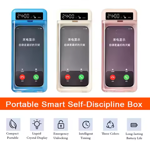 Transparent Phone Lock Box with LCD Display Screen Student Phone Time Manager Self-Discipline Device