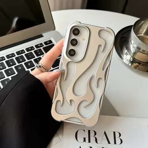 For Samsung Galaxy S25 S24 S23 Ultra A55 A54 A15 A16 A26 A26 A56 5G Phone Case 3D Flame Hollow Out M