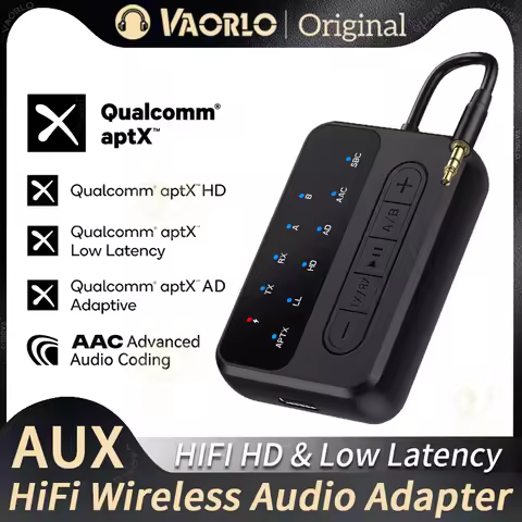 2 in 1 aptX Bluetooth Audio Receiver Transmitter aptX-Adaptive AD/HD/LL AAC 3.5MM AUX HiFi Music Mul