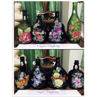 Liquor Bottle Hand-Painted Work Vase Glass Used As A Or Stylish Display. Perfectly On Every Corner O