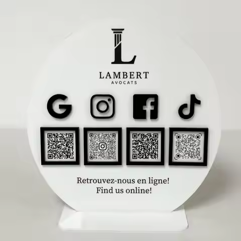 Custom QR Codes Acrylic Plaque 3 Shapes Sign Business for Cafe Hotel Menu Plate Social Media Counter