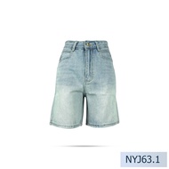 Niyom Jeans รุ่น NYJ63.1 กางเกงยีนส์ขาสั้นผู้หญิง กางเกงขา3ส่วน ผ้าไม่ยืด สียีนส์อ่อน