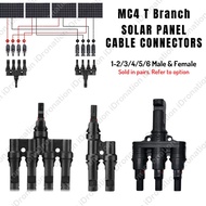 MC4 T Branch Solar Panel Cable Connectors Male & Female 1-2/3/4/5/6 Waterproof (1 Pair) Parallel Con