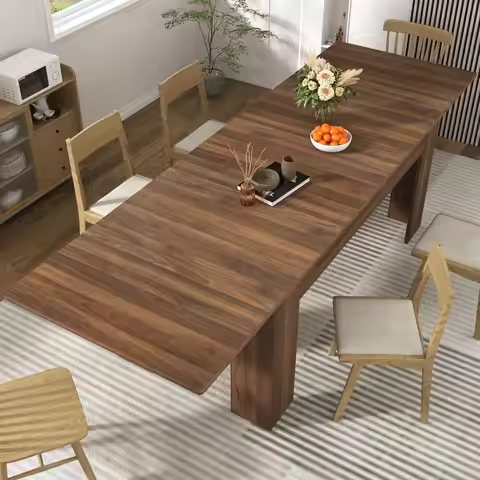 70-110 Extendable Walnut Dining Table for 6-12 People, Suitable for Gatherings, Meetings, and Small 