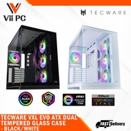 TECWARE VXL EXO ATX DUAL TEMPERED GLASS CASE - ARGB, Dual Chamber Layout, Panel Locking Mechanism, Includes 4x RGB Fans