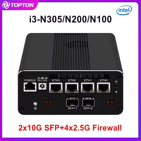 Topton 12th Gen 2*10G SFP+ Intel i3-N305 N200 N100 Firewall Appliance 4x i226-V 2.5G DDR5 NVMe Soft 