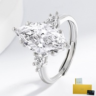 [With Gra Certificate] Marquise Moissanite Women's High-end Rhombus 6 Carat Wedding Ring