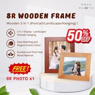 【Mach Photo】50% OFF Sale｜8R Wooden Photo Frame Walnut | Table Stand or Wall Hanging｜Free 8R Matte Ph