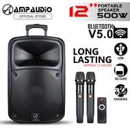 Ampaudio 12 Inch Portable Speaker Bluetooth Portable Speaker With 2 Wireless Mic
