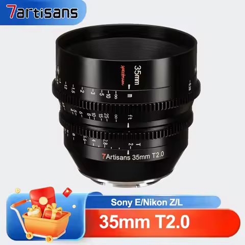 7artisans Full Frame 35mm T2.0 Cine Lens Large Aperture Near-zero Breathing Manual Focus Prime Lens 