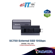 Adata SC750 External SSD High Speed Read/Write Up To 1,050/1,000 MB/s Cableless Compact Size - (500G