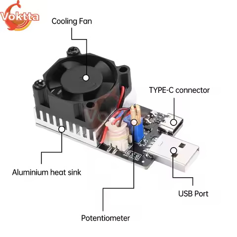 USB Electronic Load Tester Battery Tester Adjustable Constant Current Aging Discharge Module Resista
