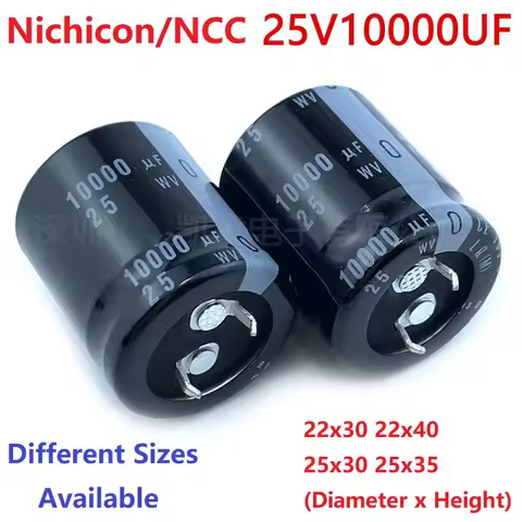 2Pcs/Lot Japan Nichicon/NCC 10000uF 25V 25V10000uF 22x30 22X40 25X30 25x35 Snap-in PSU Amplifier Cap